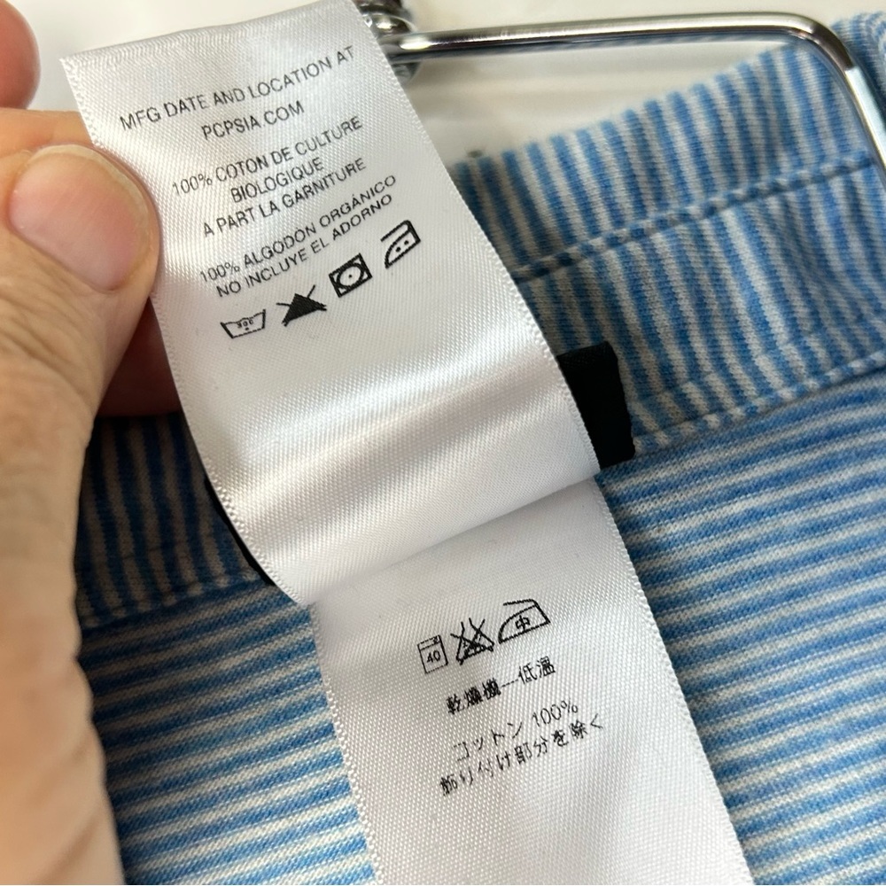 Patagonia Blue Striped Polo Shirt Short‎ Sleeve Casual Men's Large - Picture 9 of 15